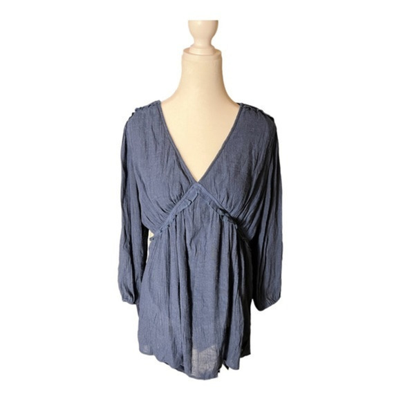 L. Love‎ Slate Blue Bohemian Blouse Size Large - Picture 1 of 5